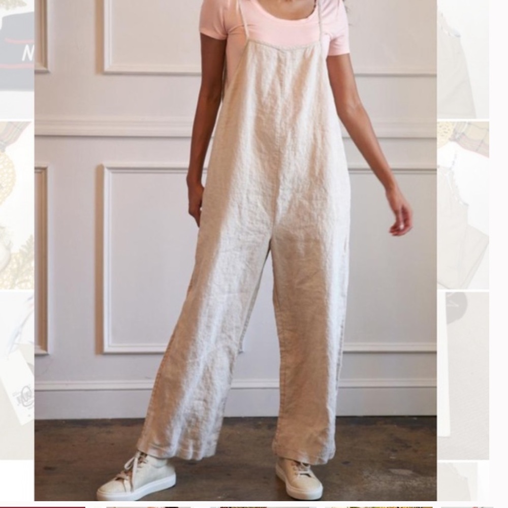 LA Relaxed Agave Linen Romper size L